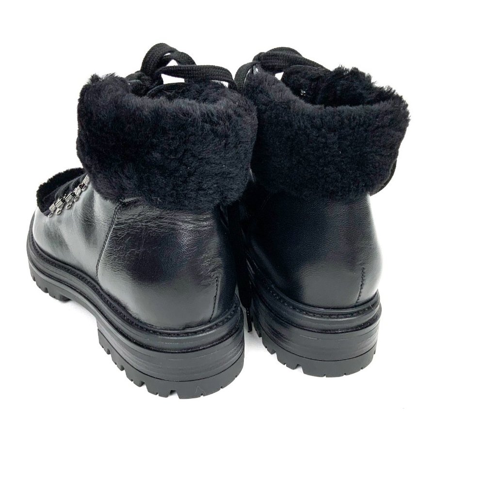 New Elena Solano Womens Black Leather Shearling Inside Combat Boots Sz 40 (9.5) - Picture 10 of 16